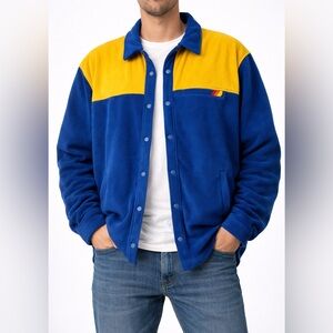 Yo Colorado Mens Nomad Polar Fleece Snap Jacket in Blue & Yellow - Size XL